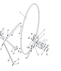 Рисунок сборки антенны Триколор 0.85 м.